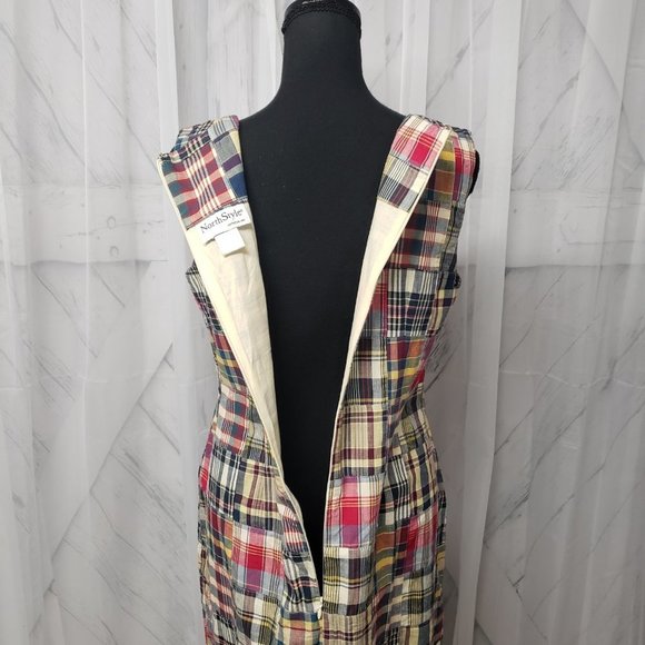 Northystyle Madras Patchwork Plaid Knee Length Sleeveless Dress Size 10 - Picture 6 of 12